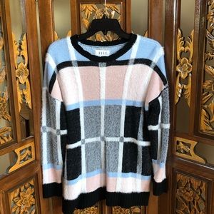 Elle Colorblock Sparkle Long-Sleeve Fuzzy Sweater